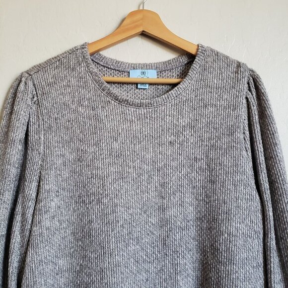 CeCe Puff Sleeve Knit Peplum Sweater Silver Heather Grey Size Womens 2X Plus NEW - Picture 3 of 12